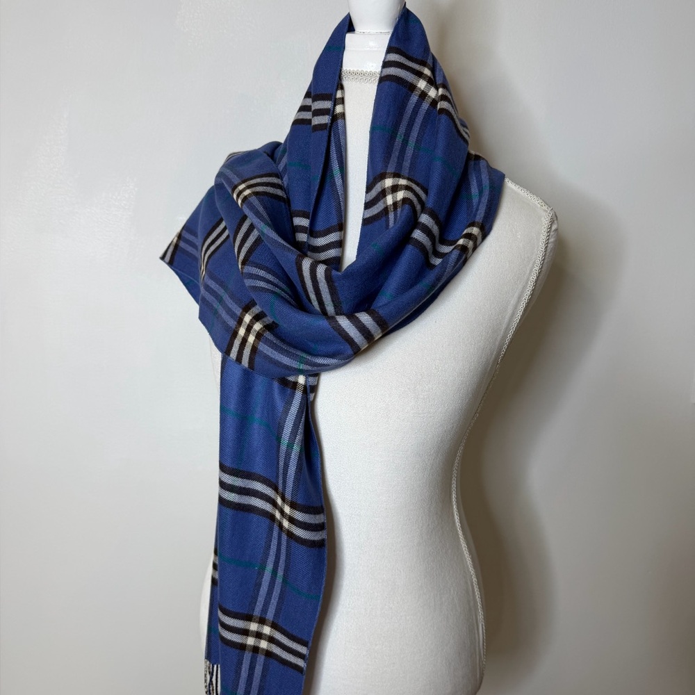 LL BEAN Blue Plaid Scarf